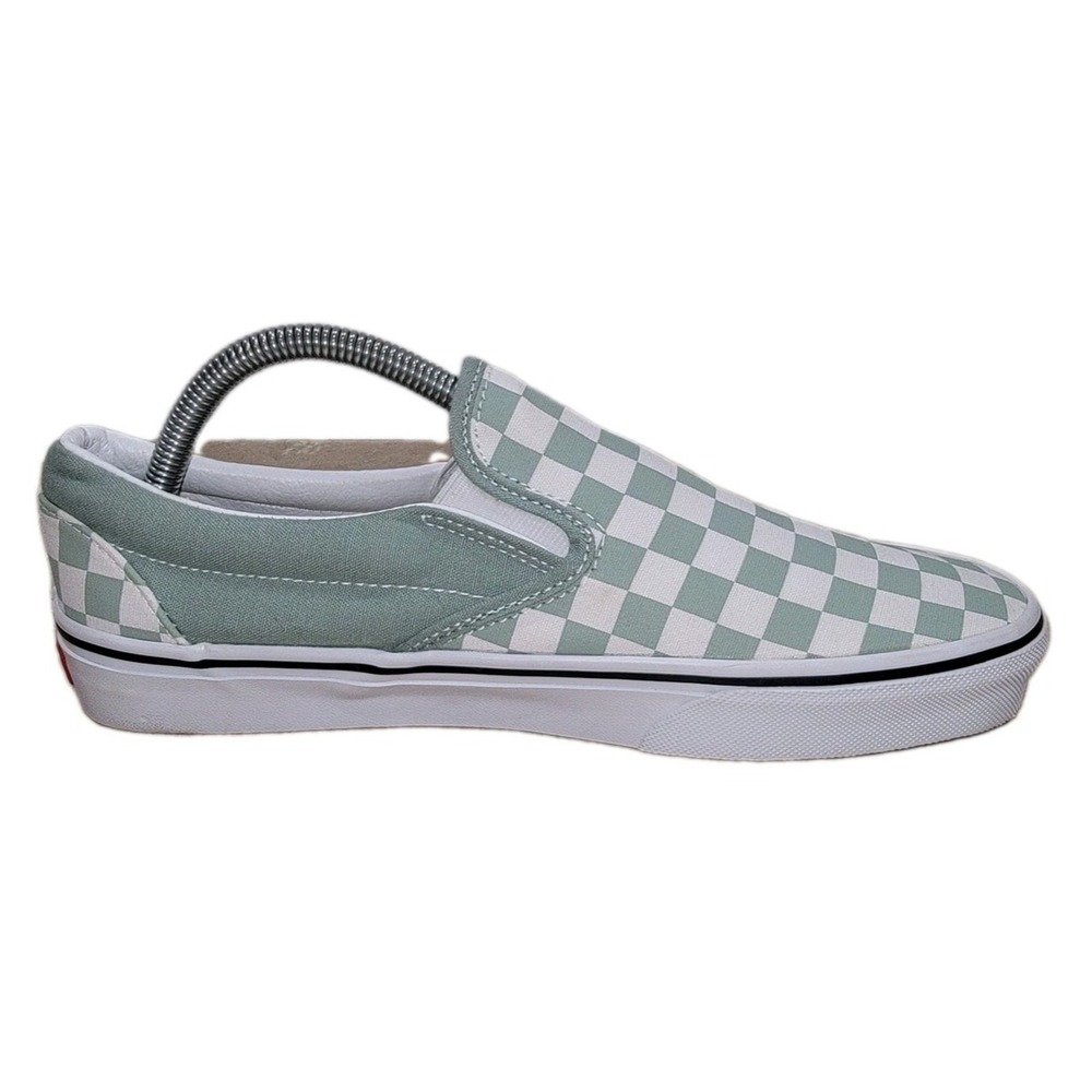 Vans Classic Slip-On Checkerboard Sage Green White Sneakers Womens 10 Mens 8.5 - Picture 6 of 11